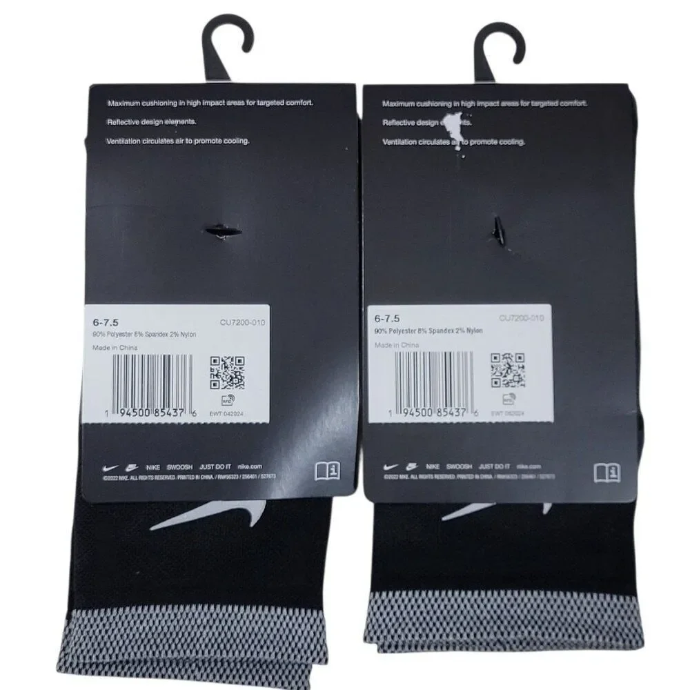 Nike Spark Cushioned Running Crew Socks Women‎ 7.5-9 Men 6-7.5 Reflective 2 Pair